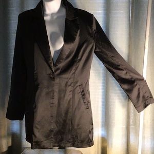 Women’s black satin blazer and shorts 2- piece
